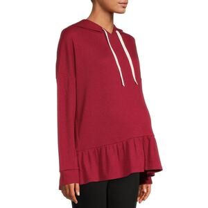 Time and Tru Maternity Medium flouncy Peplum hem Hoodie Babydoll Rose Wine Loose